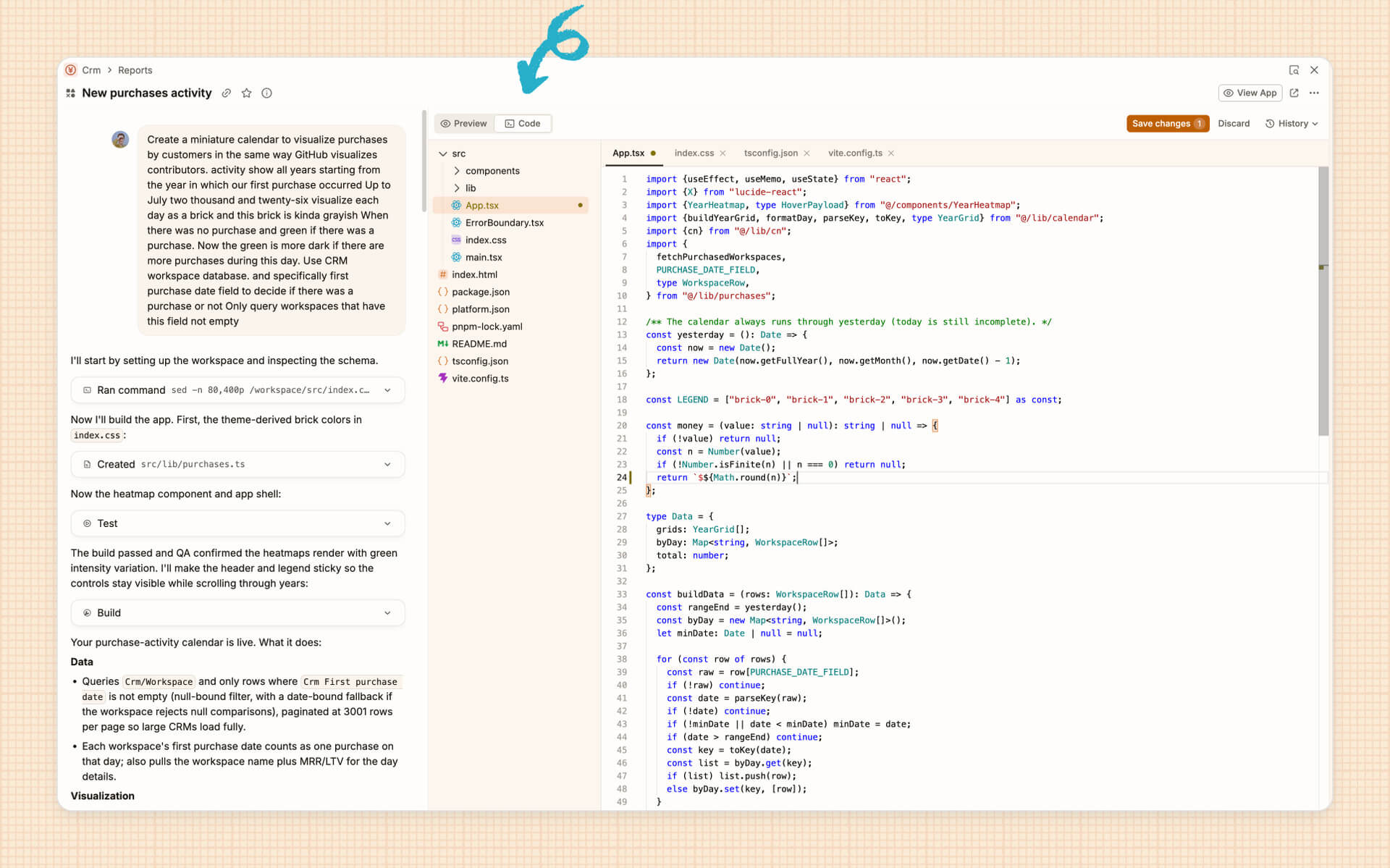 Manually edit custom app's code